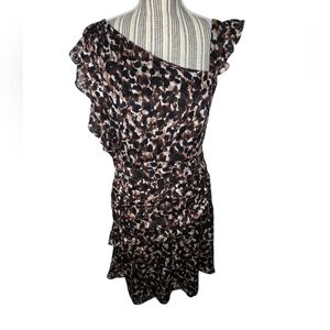 Rachel Zoe One-Shoulder Dress in Black and Brown Size 8